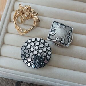 Lot Of 3 Vintage Scarf Clips One Is W. Germany Rose Gold Silver